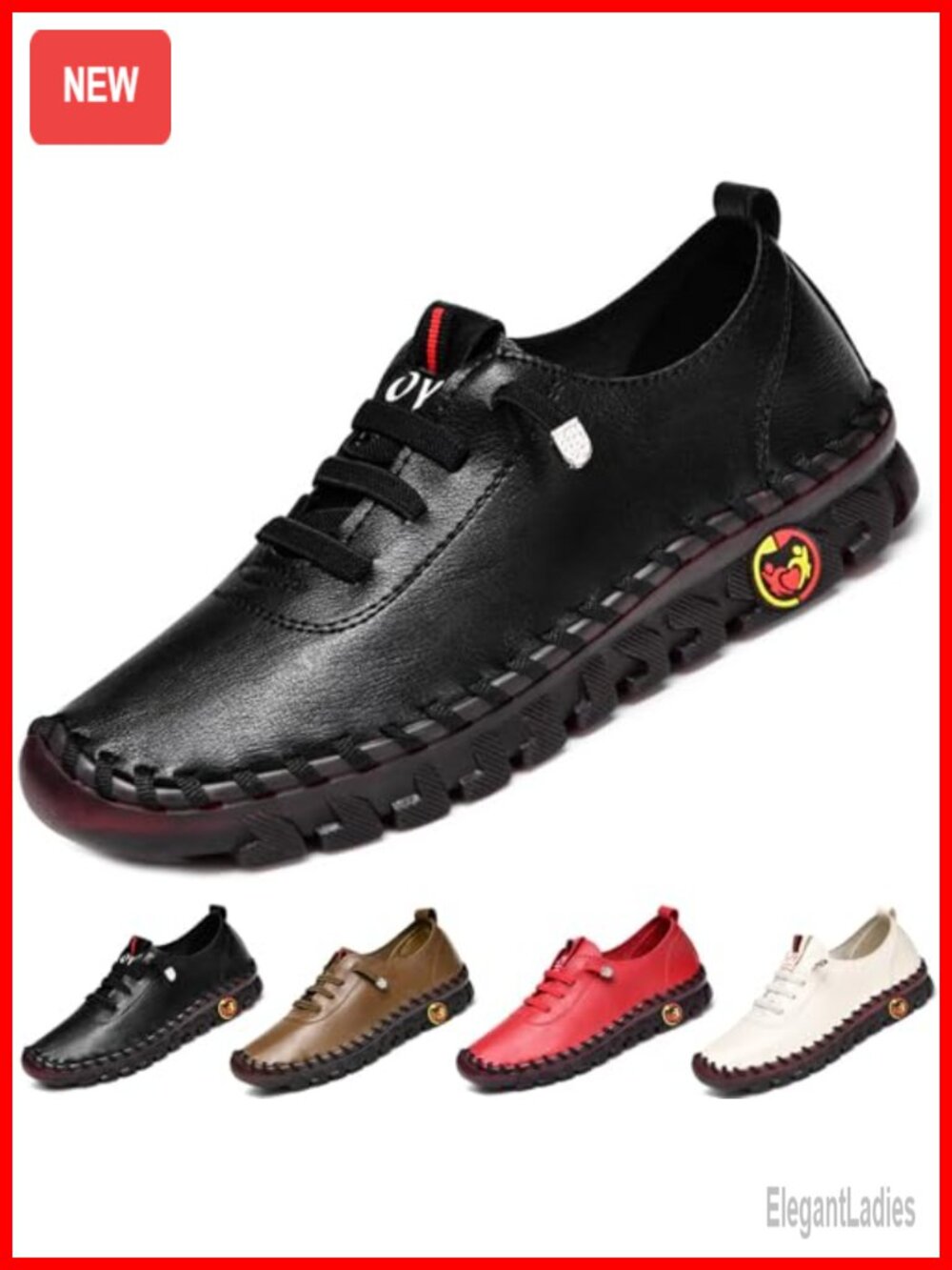 Women's Leather Loafers Slip-on Flat Comfort Walking Shoes Handmade